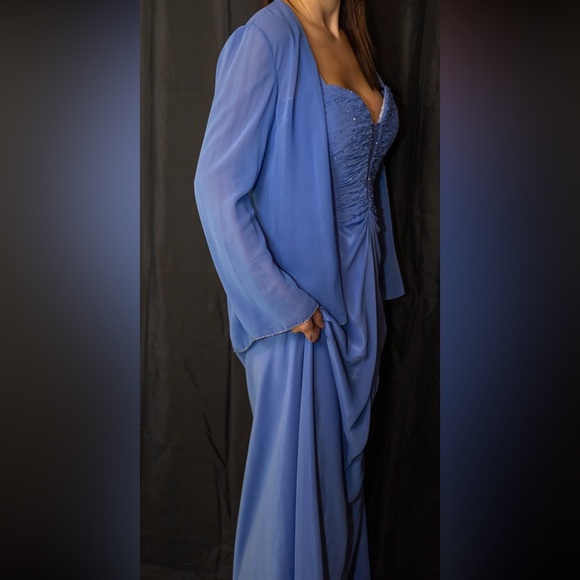 Blue corset chiffon dress - Picture 2 of 5
